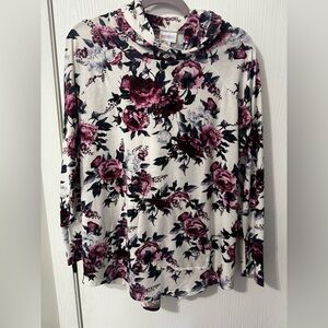 LuLaRoe Floral Hoodie in Pink and Purple